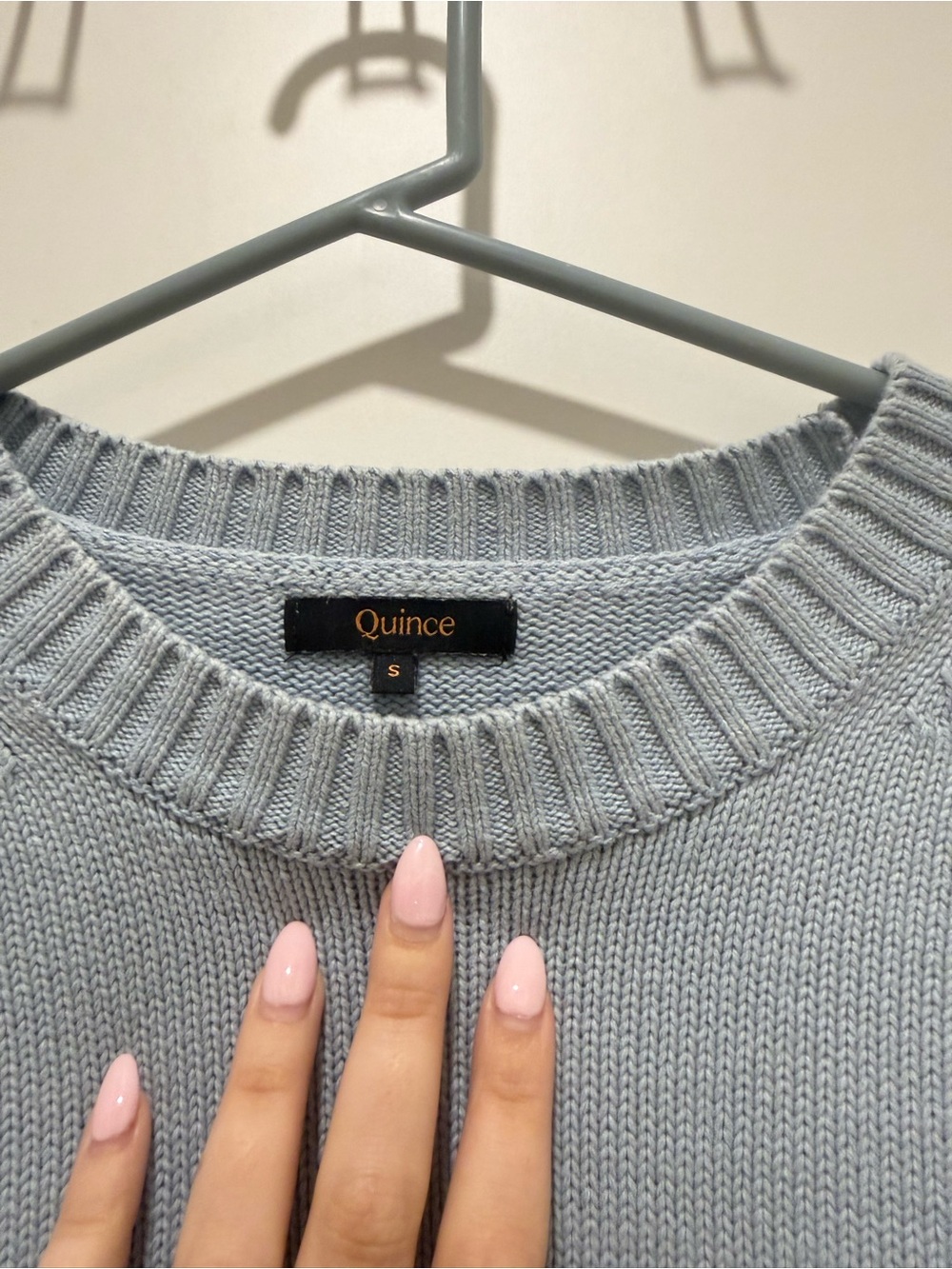 Quince Blue Crewneck Cotton Sweater - Picture 4 of 5